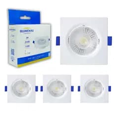 Kit 5 Spot de Led Embutir Quadrado 3W Bivolt Dicróica Luminária Teto Direcionável Blumenau Forro Gesso Sanca