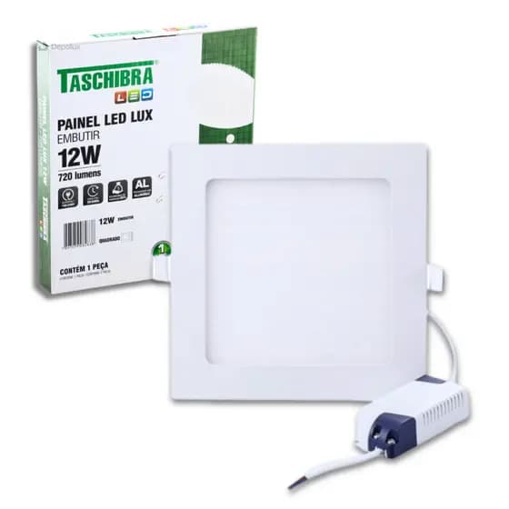 Painel Plafon Led 12w Luminária Teto 17x17 Embutir Bivolt Quadrado Taschibra