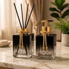 Kit Lavabo Sabonete Liquido e  Difusor De Ambientes Aromatizador Varetas Luxo Cubo De Vidro
