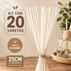 Kit 20 Varetas Fibra de Algodão 25cm para Difusor De Ambientes e Aromatizantes de Varetas