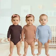 Kit Body Bebê Manga Longa Gola Alta Roupa de Menina Menino Outono Inverno