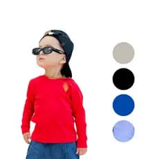 Camiseta Manga Longa Infantil Blusa Basica de Menino Escola Batizado