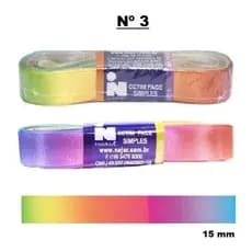 Fita de Cetim Najar Multicor, Arco Iris 15mm 104/03 - 10 metros