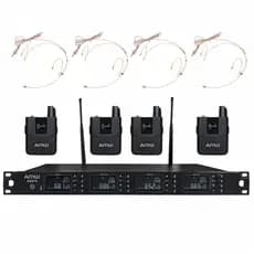 AMW BU3000 Microfone sem fio 4 canais Digital UHF Auricular