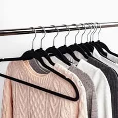 Cabides Slim Veludo Preto Kit 10 Unidades Gancho metálico Cabides de Roupas Armário