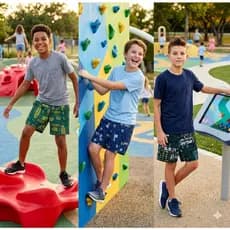 Kit c/3 ou 5 Shorts Tactel Infantil Estampado ou Liso Confortável Praia Verão Piscina Bermuda