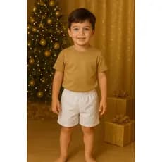 Bermuda Tactel infantil Juvenil Branco Ideal para Festas de Final de Ano Réveillon Shorts Praia Piscina Masculina