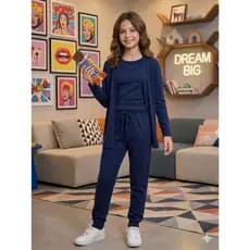 Conjunto 3 peças Malha Tricot Lanzinha Premium Cardigan Regata Calça Dia a Dia
