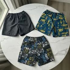 Kit 3 Shorts Infantil Tactel Liso + Estampado Sortidos Respirável Secagem Rápida Ideal Praia e Verão
