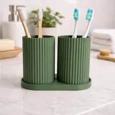 Porta escova de Dente e Pasta duplo / Organizador Banheiro - Porta pincel | porta canetas Suporte maquiagem