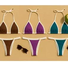 kit 3 conjuntos de biquíni cortininha anarruga fita bronze confortável de alta qualidade moda praia feminina  verão 2025