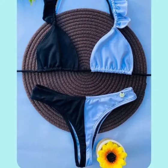 biquíni semi fio asa delta bicolor sem bojo moda praia