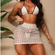 CONJUNTO TRIKINI FEMININO BIQUINI FITA + SAÍA LOOK PERFEITO TENDENCIA VERÃO ALTA QUALIDADE