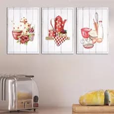 KIT 3 Placas Decorativas MDF Cozinha Cantinho Do Café Frases De decoração Clássica Delicadas Bule Xicara Coffe 20x30cm