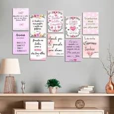 Decoração de parede - versículos bíblicos - Frases bonitas motivacionais - kit com 10 quadros MDF - 13x20cm