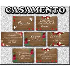 Placa Decorativa MDF Evento De Casamento / La Vem a Noiva (O) / Cupido / Jesus Nosso Convidado De Honra. 20x30cm