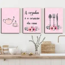 KIT 3 Placas Decorativas MDF Cozinha Cantinho Do Café Frases De decoração 20x30cm