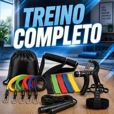 Kit Completo Musculação Casa Elástico Extensor Miniband Corda de Pular Hand Grip Exercitador Dedos