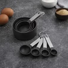 KIT Jogo de Colher Medidora de Inox Nylon 8 Peças Kit Cozinha Medição Medir Alimentos Farinha