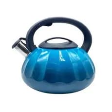Chaleira Em Aço Inox Com Apito E Alça Térmica 3 Litros Azul 25cm