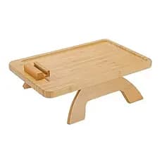 Bandeja de Bambu para Sofá com Suporte Dobrável Compacta 39cm