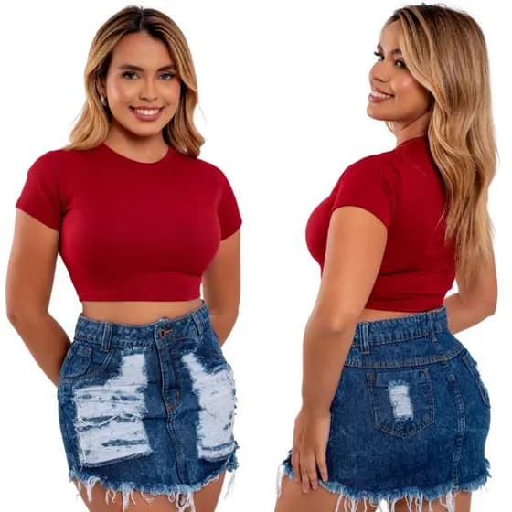Saia Jeans Feminina Detonada, Cintura Alta.