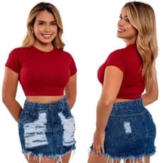 Saia Jeans Feminina Detonada, Cintura Alta.