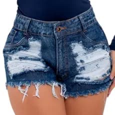 Short Jeans Chefão Feminino Detonado Cós Alto