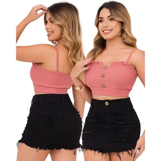 Saia Jeans Feminino Preto, Detonado Na Frente Com Forro!!