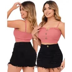 Saia Jeans Feminino Preto, Detonado Na Frente Com Forro!!