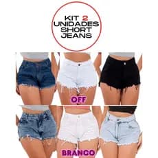 Kit 2 Shorts Jeans Feminino 3D Cintura Alta Cóis Alto