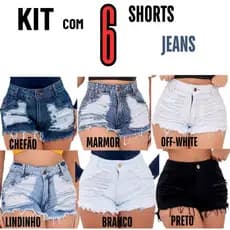 Kit 6 Shorts Feminino Jeans Detonado Cintura Alta Revendedor.
