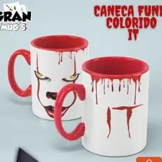 Caneca IT : A COISA - Pennywise - Caneca Porcelana Fundo Colorido ou Branco - Caneca de Terror - Caneca Personalizada.
