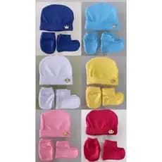 Kit Recém-nascido luva, touca e pantufa