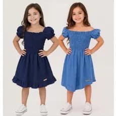 Vestido Infantil Jeans Menina Princesa