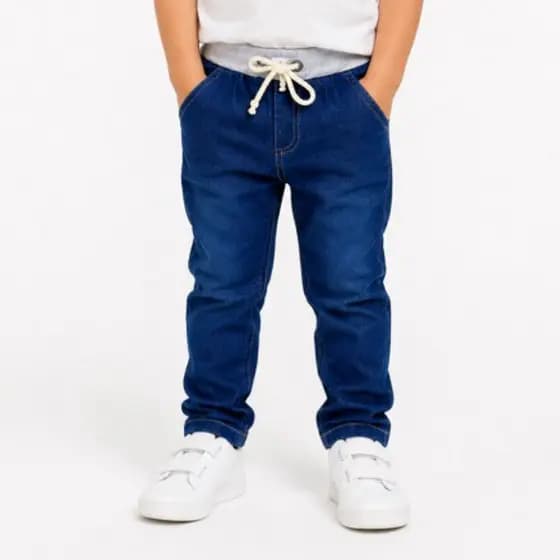 Calça Jeans Infantil Menino com cós de elástico em promoção