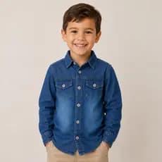 Camisa Jeans Infantil Manga Longa