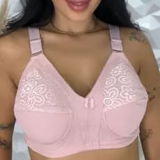 Sutiã Sem Bojo Reforçado Cetinete Plus size Alta Qualidade Conforto Feminino Detalhe Em Renda