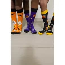Kit 2 Pares Meia Halloween Divertidas Adulto Juvenil Meia Cano Longo Dias Das Bruxas Estampada
