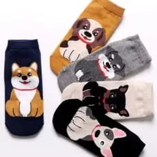 Kit 3 Pares Meia Cano Curto Soquete Divertida Animal Print Estampada Gatinho Ursinho Moda Feminina