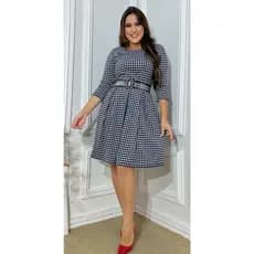 Vestido Lady Like Com Pregas Manga curta Moda Evangelica