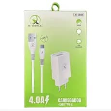 Carregador Tipo-c 100cm Turbo Branco X-CELL Carregador de Celular/ Type C e Carregador
