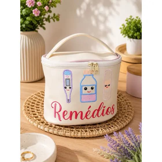 frasqueira farmacinha personalizada,bordado