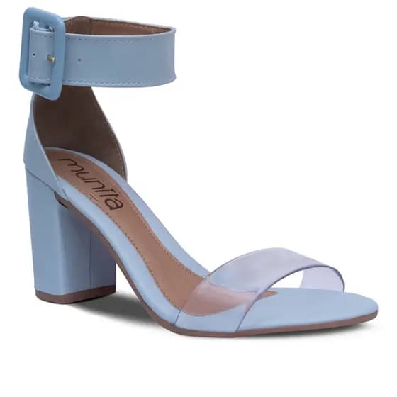 Sandália Feminina Munita Saltinho Peep Toe Transparente Confort