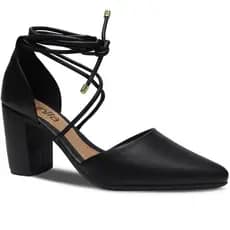 Sapato Social Feminino Scarpin Meia Pata Munita Salto de Amarrar Casual
