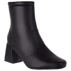 Bota Bico Quadrado Feminina Munita Botins Cano Médio Confortável Zíper