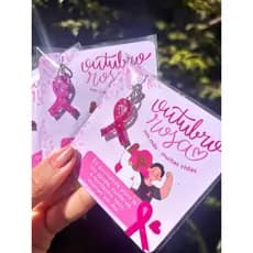300un Cartão Outubro Rosa Com Chaveiro Mimo Brindes Lembrancinhas para Clientes Empresas