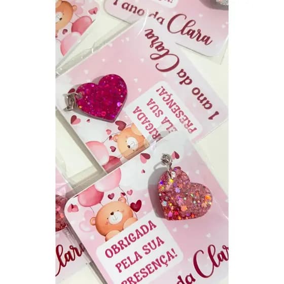 Lembrancinha De Aniversario Cartão Chaveiro De Coração