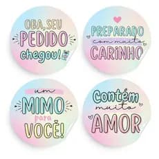 Etiquetas Adesivas para Embalagem Oba seu Pedido chegou Adesivos Coloridos para Lojas 100un