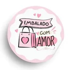 Adesivo Embalado com Amor Etiquetas Adesivas para Embalagem E-commerce Lojas 100un 4x4